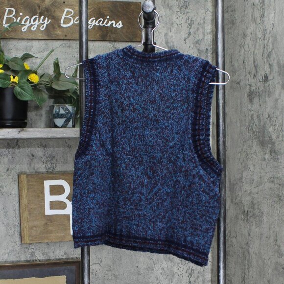NWT Arizona Jean Company Acrylic Dress Sweater Vest M Euro Tweed Blue Multi - Picture 2 of 5
